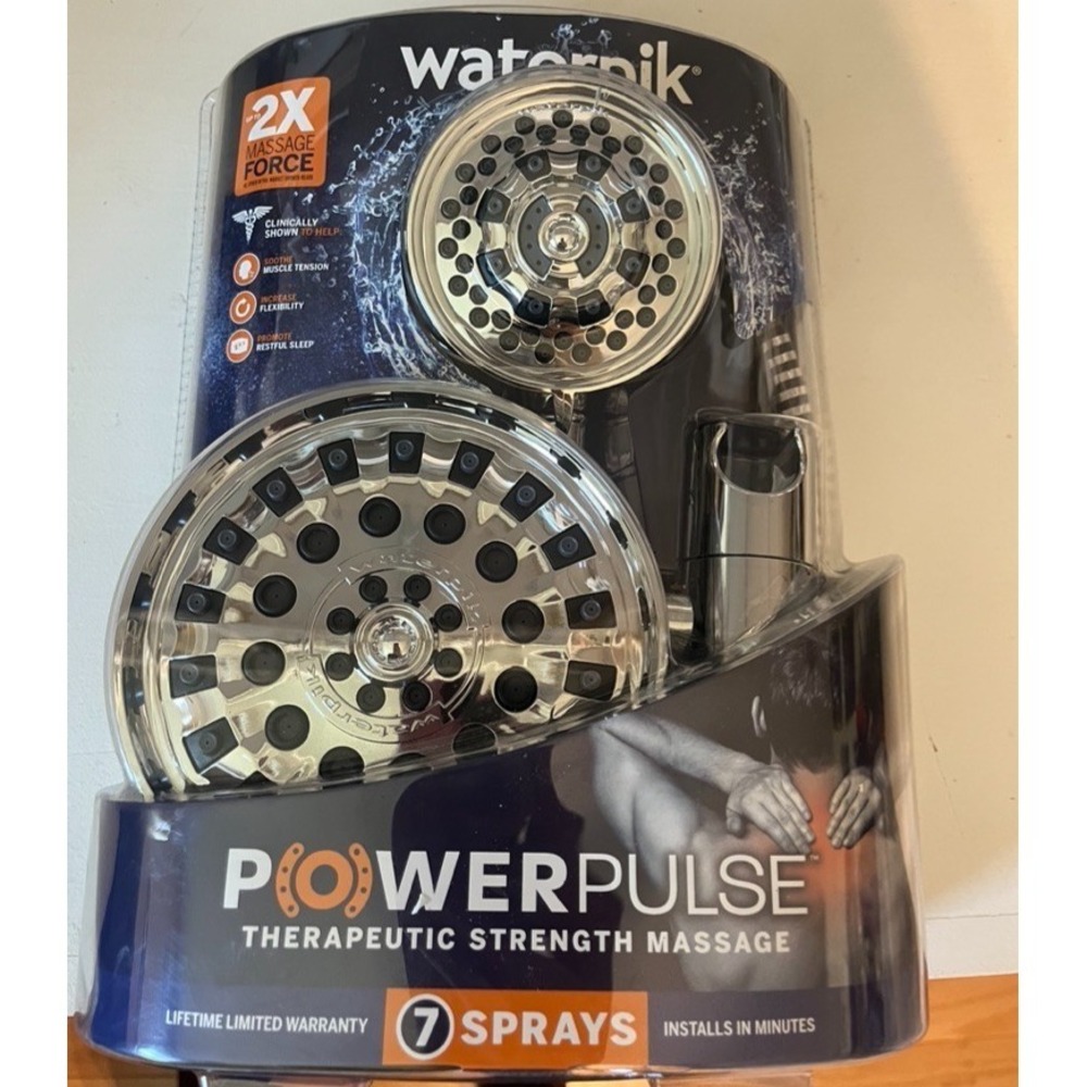 Waterpik PowerPulse Therapeutic Strength Massage Handheld Showerhead Metallic